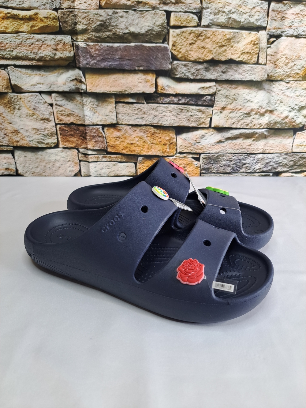 CROCS CLASSIC SLIDE SANDALS REMOVABLE JIBBITZ CHARMS UNISEX in BLEÙ MARINE NEW - Picture 4 of 16